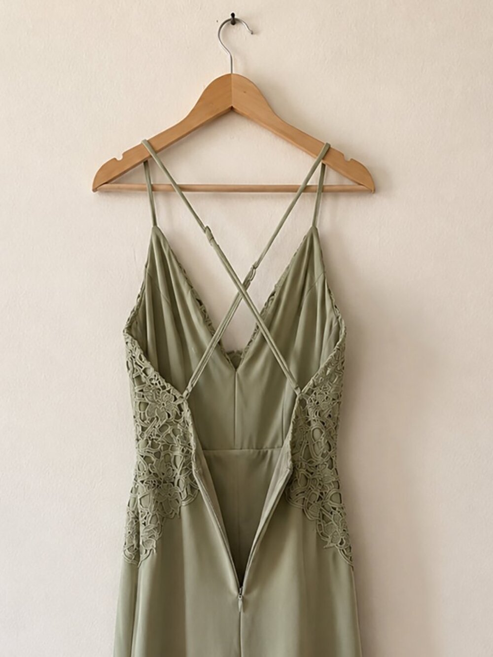 Sage Green Lace Maxi Dress Size L Formal Evening Gown Wedding Guest Bridesmaid - Picture 6 of 16